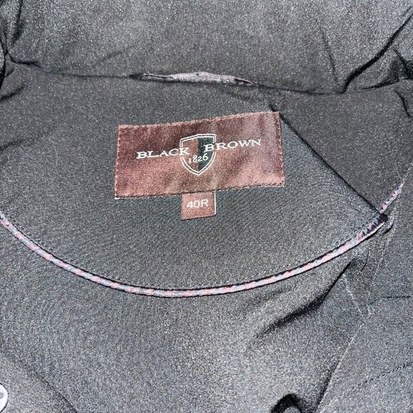 BLACK BROWN 1826 Hooded Jacket - Full Zip Dress Raincoat Overcoat - EUC -40R - Picture 10 of 16